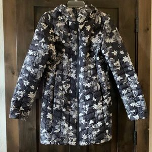 North Face hooded mid thigh thermoball jacket